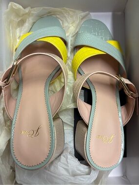 J. Crew Penny Sandal Slide in Mixed Snake. Size 9.5. Like New.